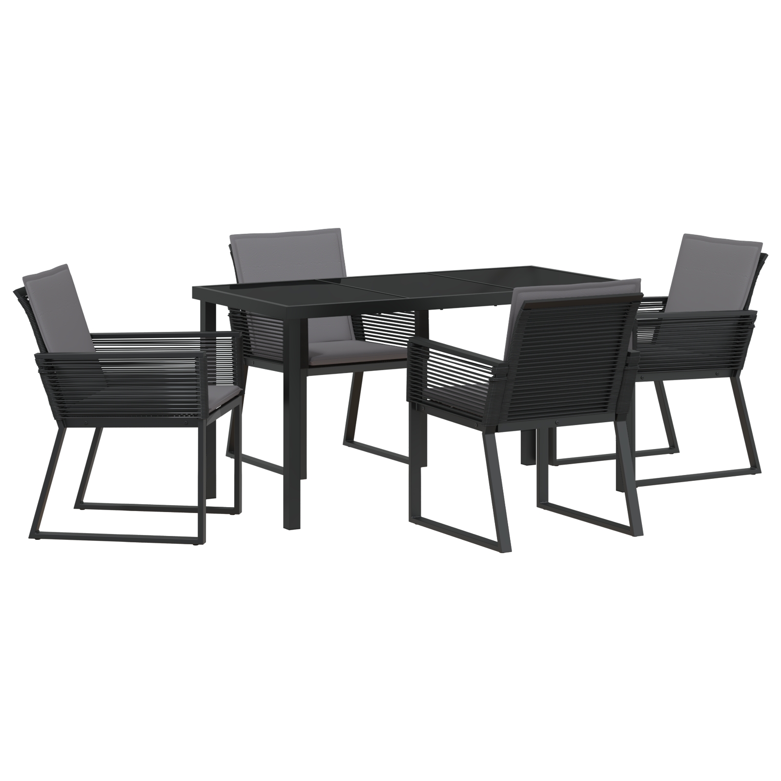 3379319 2 Set de masă pentru grădină 5 pcs Negru Rattan poli Set de masă pentru grădină 5 pcs Negru Rattan poli - imagine 2
