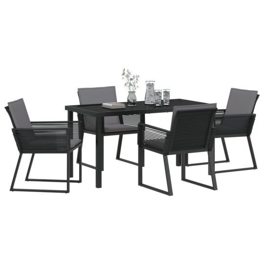 3379319 3 Set de masă pentru grădină 5 pcs Negru Rattan poli 3379319 3
