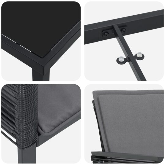 3379319 9 Set de masă pentru grădină 5 pcs Negru Rattan poli 3379319 9