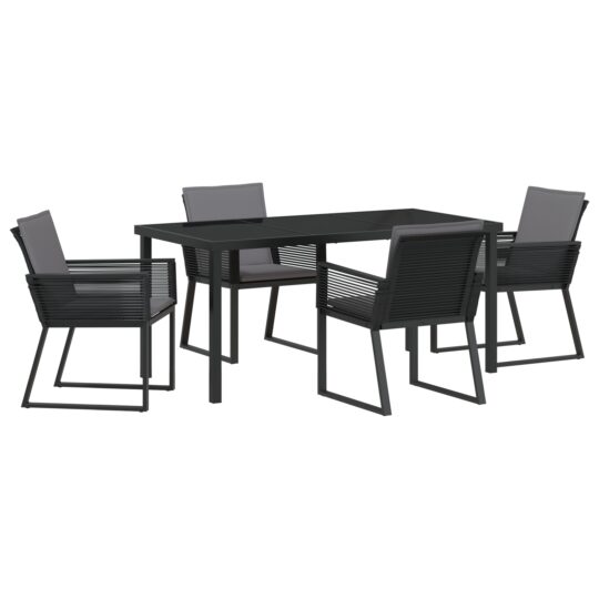 Alternative view of Set de masă pentru grădină 5 pcs Negru Rattan poli