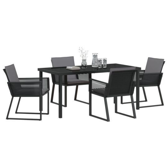 3379320 3 Set de masă pentru grădină 5 pcs Negru Rattan poli 3379320 3