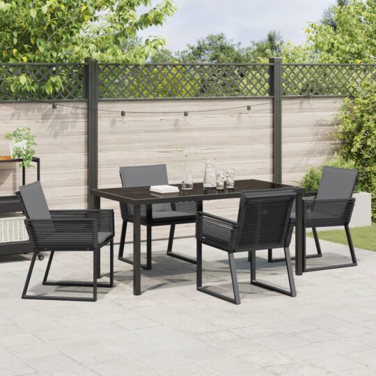 3379320 4 Set de masă pentru grădină 5 pcs Negru Rattan poli 3379320 4