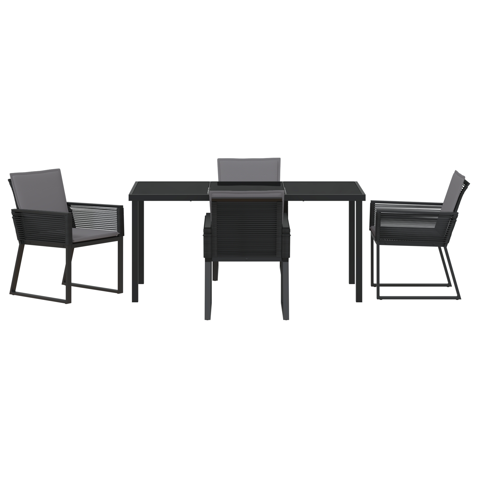3379320 7 Set de masă pentru grădină 5 pcs Negru Rattan poli Set de masă pentru grădină 5 pcs Negru Rattan poli - imagine 7