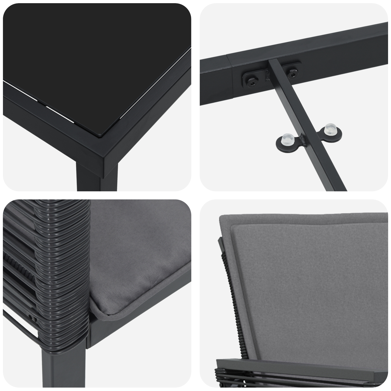 3379320 9 Set de masă pentru grădină 5 pcs Negru Rattan poli Set de masă pentru grădină 5 pcs Negru Rattan poli - imagine 9