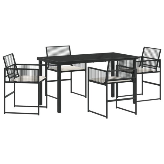 Alternative view of Set de masă pentru grădină 5 pcs Negru Rattan poli