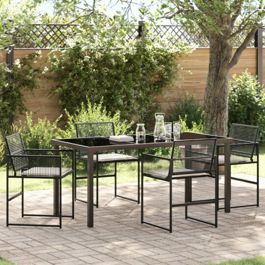 Set de masă pentru grădină 5 pcs Negru Rattan poli
