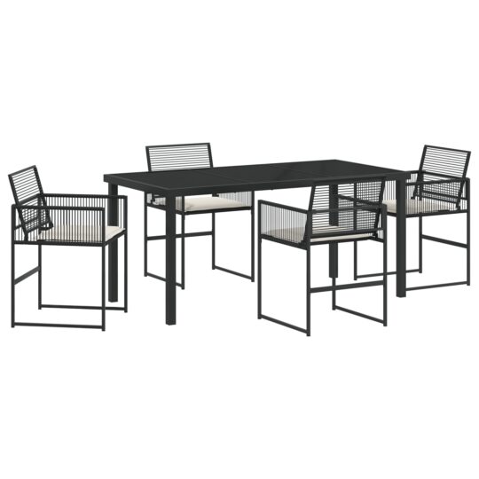 Alternative view of Set de masă pentru grădină 5 pcs Negru Rattan poli