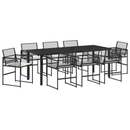 3379326 2 Set de Dining Grădină Negru cu Perne din Rattan Poli 3379326 2