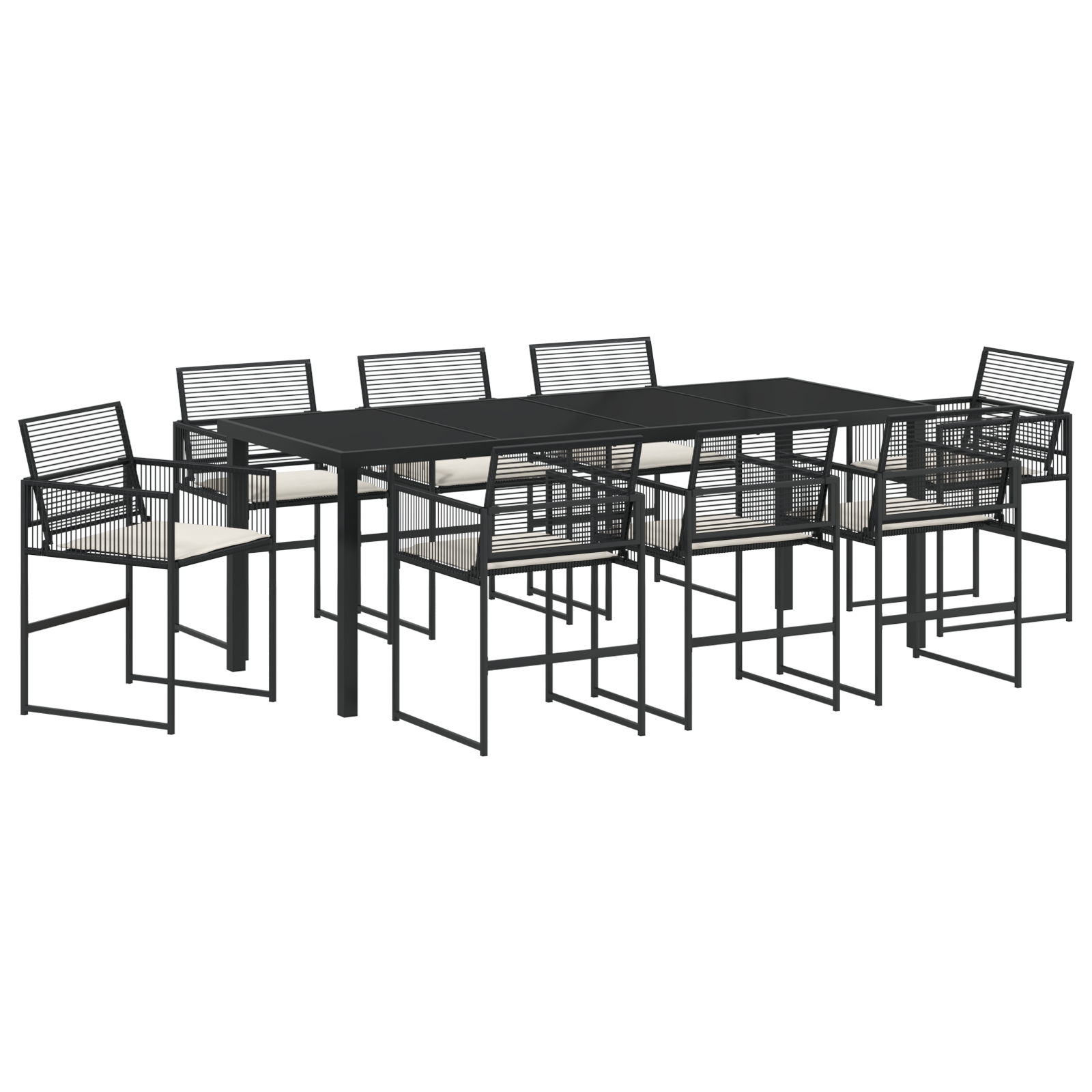 3379326 2 Set de Dining Grădină Negru cu Perne din Rattan Poli Set de Dining Grădină Negru cu Perne din Rattan Poli - imagine 2