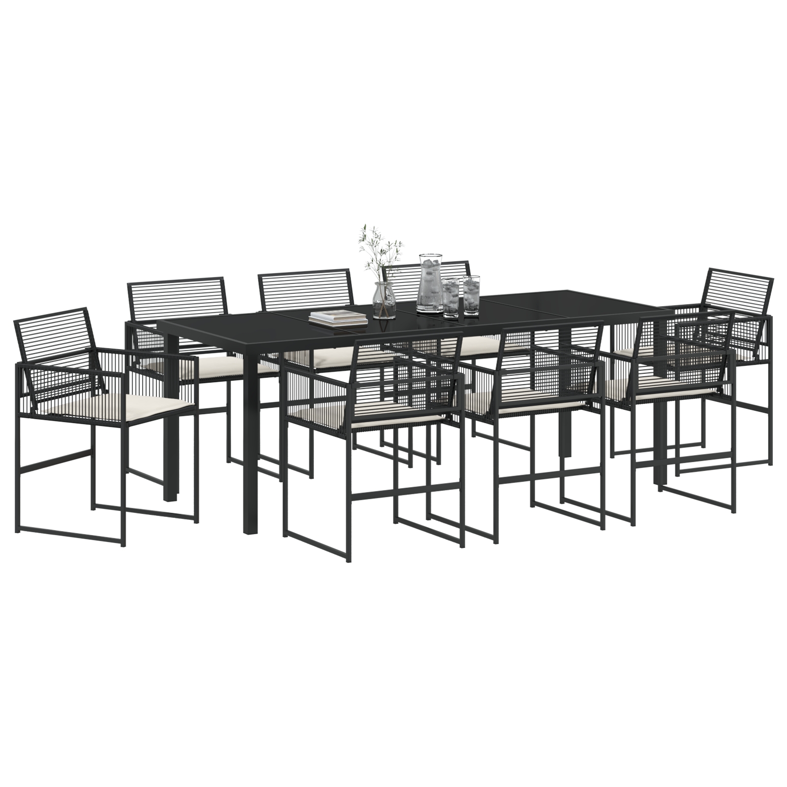 3379326 3 Set de Dining Grădină Negru cu Perne din Rattan Poli Set de Dining Grădină Negru cu Perne din Rattan Poli - imagine 3
