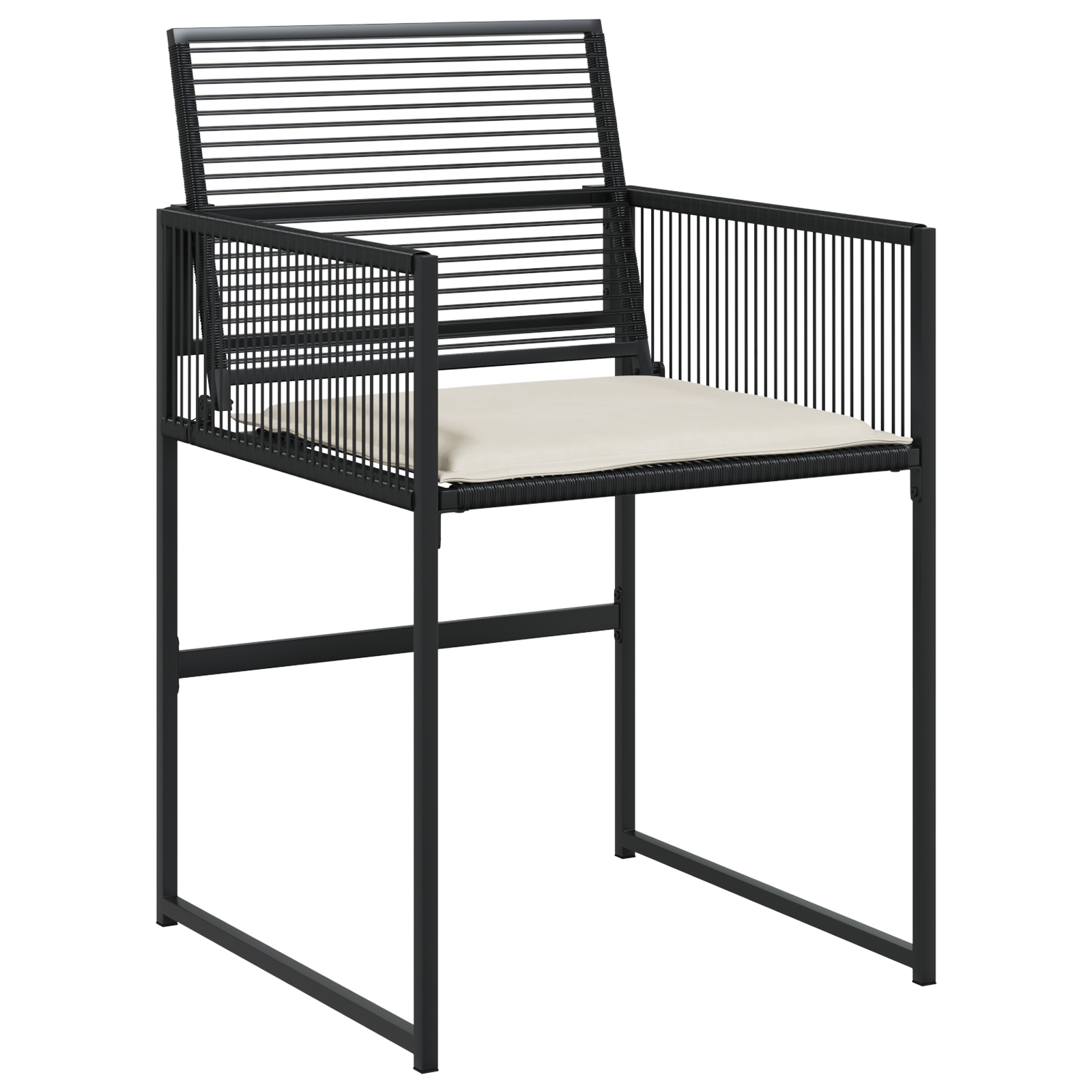 3379326 6 Set de Dining Grădină Negru cu Perne din Rattan Poli Set de Dining Grădină Negru cu Perne din Rattan Poli - imagine 6