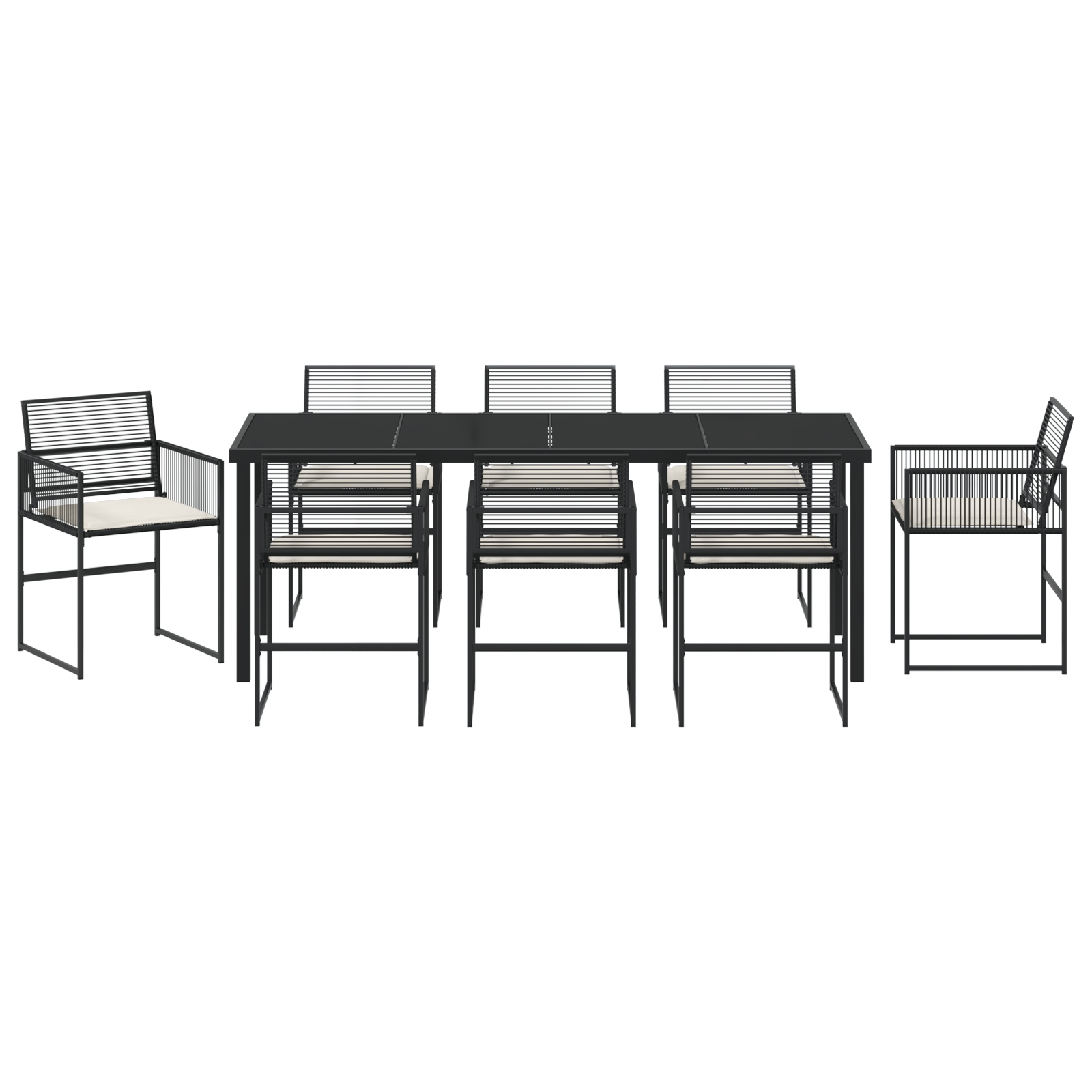 3379326 7 Set de Dining Grădină Negru cu Perne din Rattan Poli Set de Dining Grădină Negru cu Perne din Rattan Poli - imagine 7