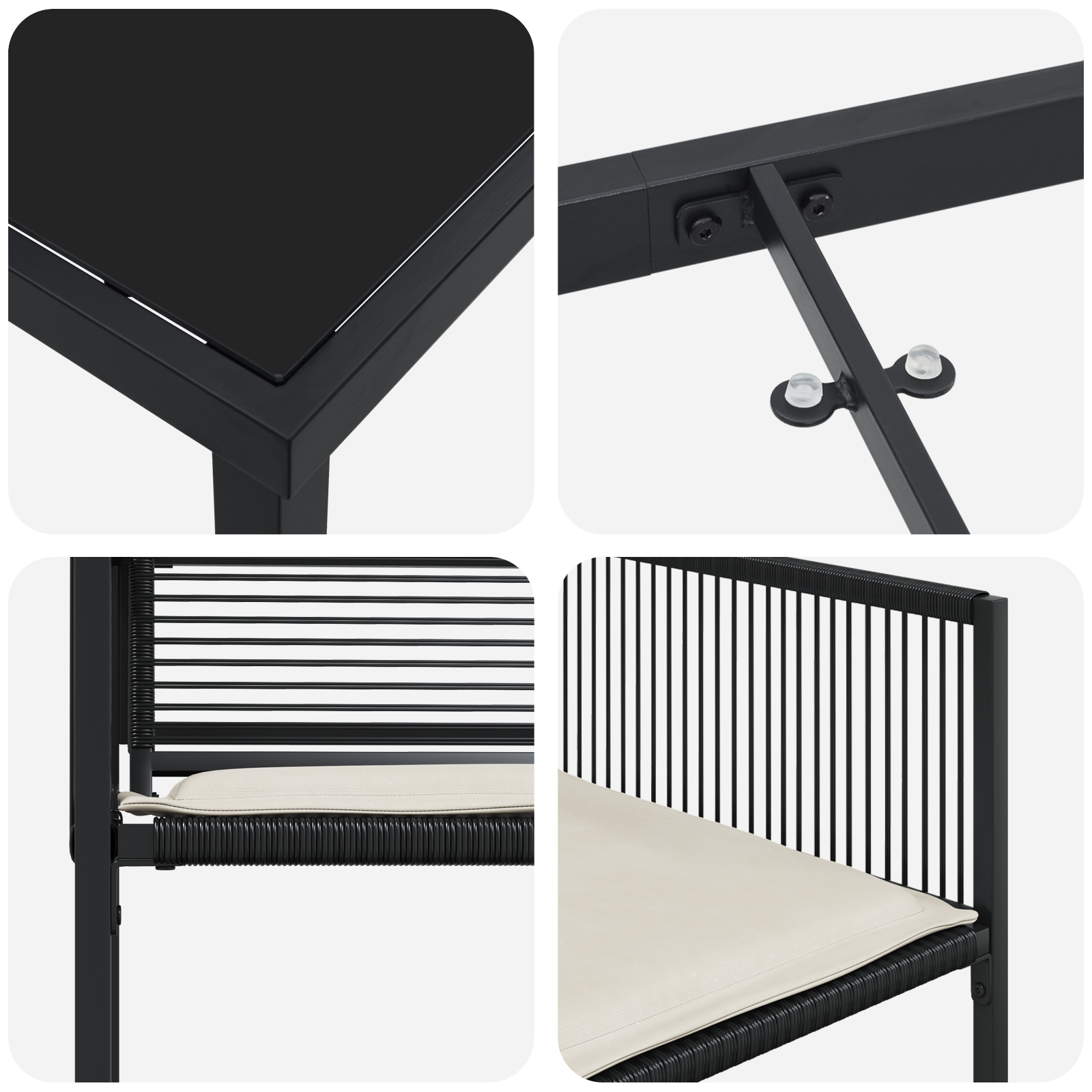 3379326 9 Set de Dining Grădină Negru cu Perne din Rattan Poli Set de Dining Grădină Negru cu Perne din Rattan Poli - imagine 9