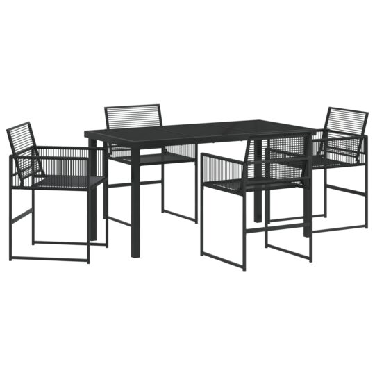 Alternative view of Set de masă pentru grădină 5 pcs Negru Rattan poli