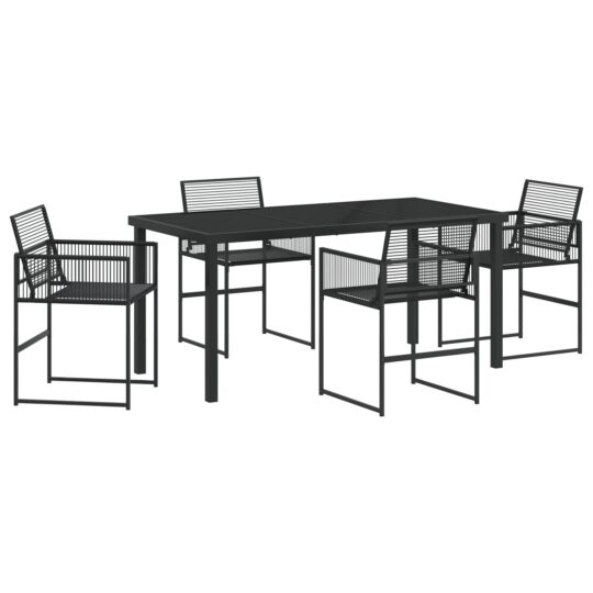 Alternative view of Set de masă pentru grădină 5 pcs Negru Rattan poli