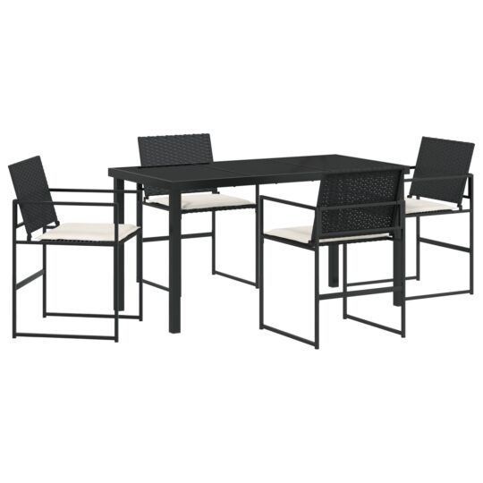 Alternative view of Set de masă pentru grădină 5 pcs Negru Rattan poli