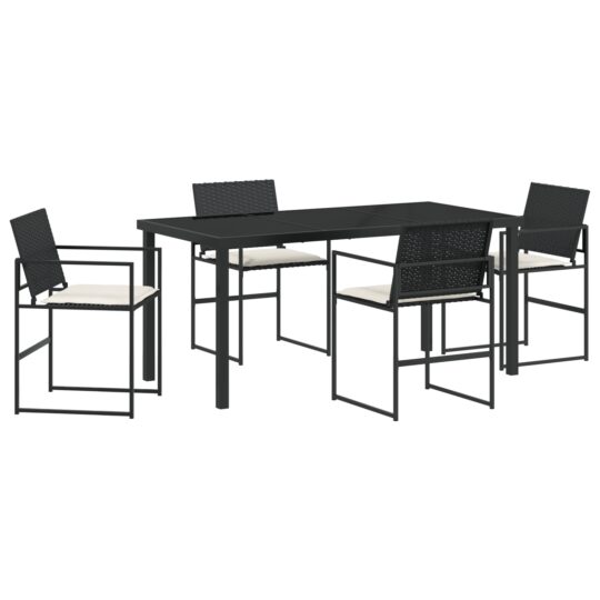 Alternative view of Set de masă pentru grădină 5 pcs Negru Rattan poli