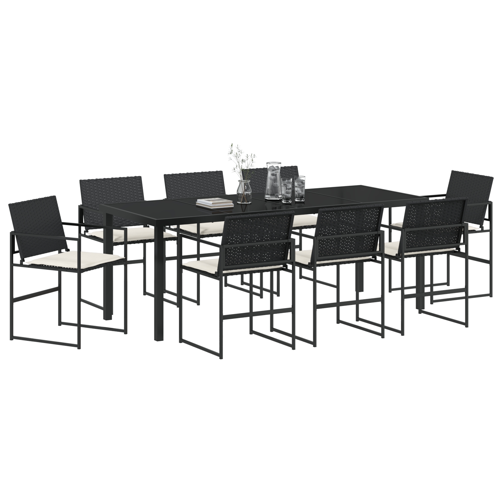 3379332 3 Set de Dining de Grădină cu 9 Piese și Perne Negru Rattan Polimer Set de Dining de Grădină cu 9 Piese și Perne Negru Rattan Polimer - imagine 3