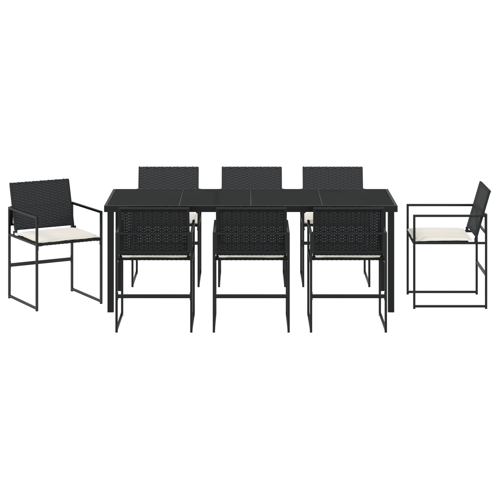 3379332 7 Set de Dining de Grădină cu 9 Piese și Perne Negru Rattan Polimer Set de Dining de Grădină cu 9 Piese și Perne Negru Rattan Polimer - imagine 7