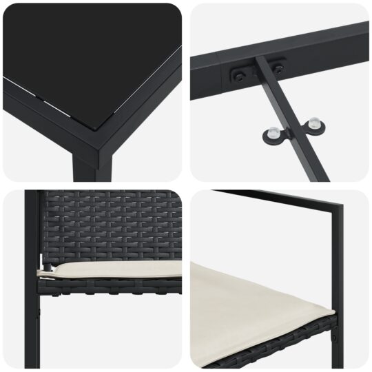 3379332 9 Set de Dining de Grădină cu 9 Piese și Perne Negru Rattan Polimer 3379332 9