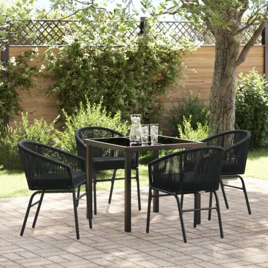 Set de masă pentru grădină 5 pcs Negru Rattan poli