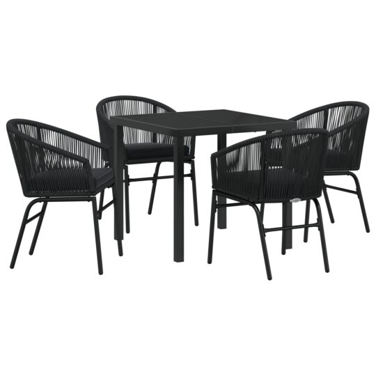 Alternative view of Set de masă pentru grădină 5 pcs Negru Rattan poli