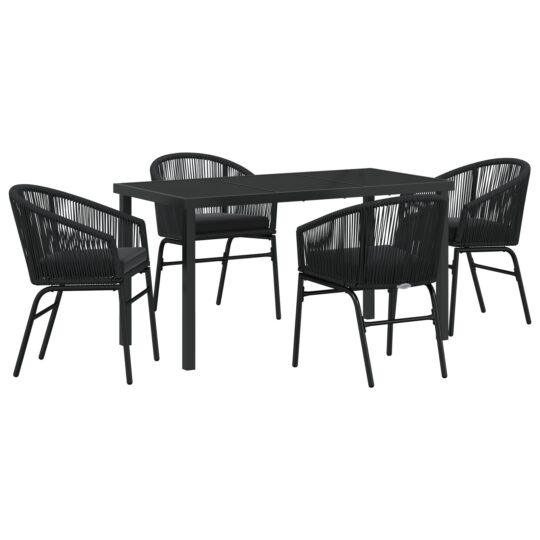 Alternative view of Set de masă pentru grădină 5 pcs Negru Rattan poli
