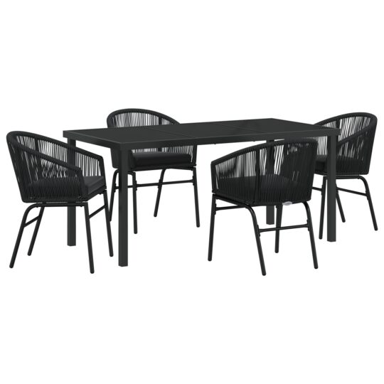 Alternative view of Set de masă pentru grădină 5 pcs Negru Rattan poli