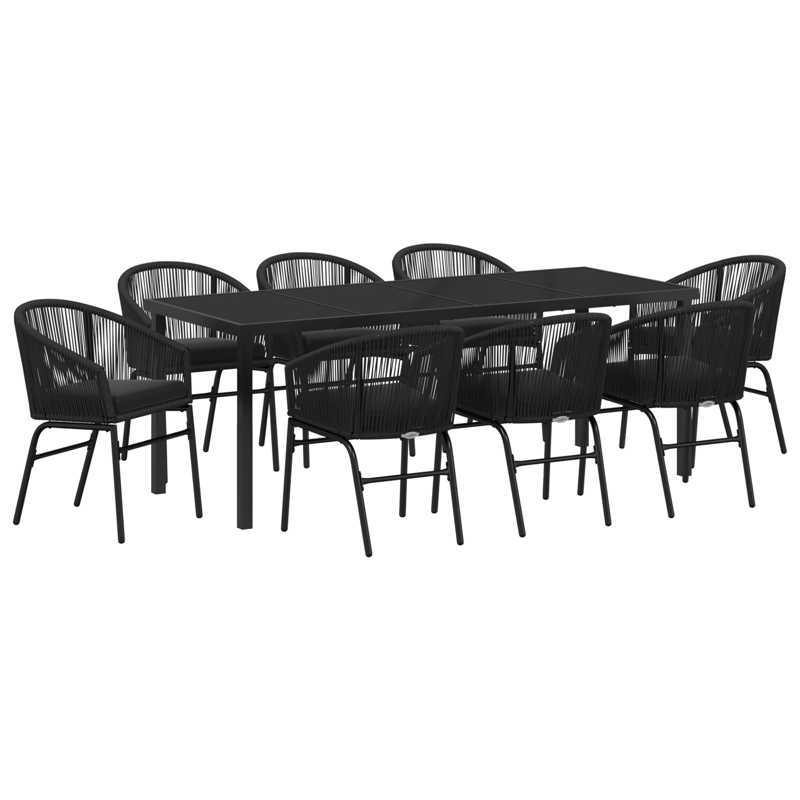 3379351 2 Set de Dining pentru Grădină 9 Piese Negru Ratan PE Set de Dining pentru Grădină 9 Piese Negru Ratan PE - imagine 2