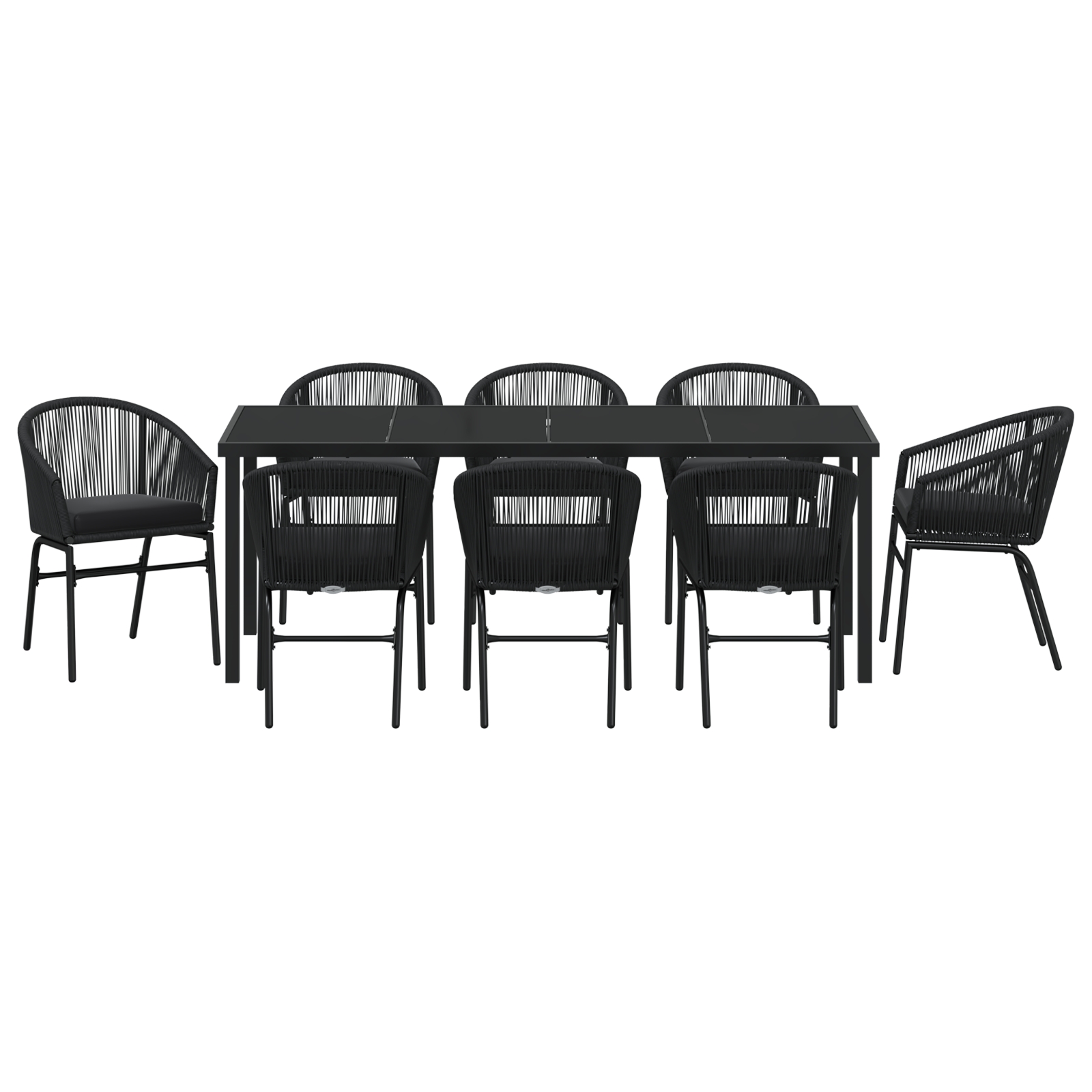 3379351 7 Set de Dining pentru Grădină 9 Piese Negru Ratan PE Set de Dining pentru Grădină 9 Piese Negru Ratan PE - imagine 7