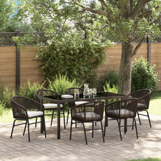 Set de masă pentru grădină 7 pcs Maro Rattan poli