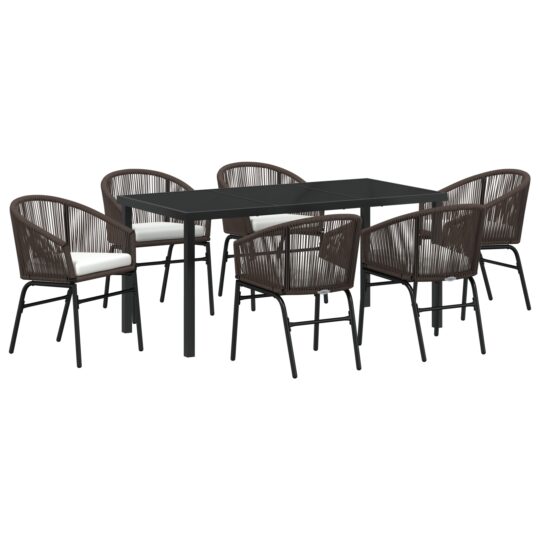 Alternative view of Set de masă pentru grădină 7 pcs Maro Rattan poli