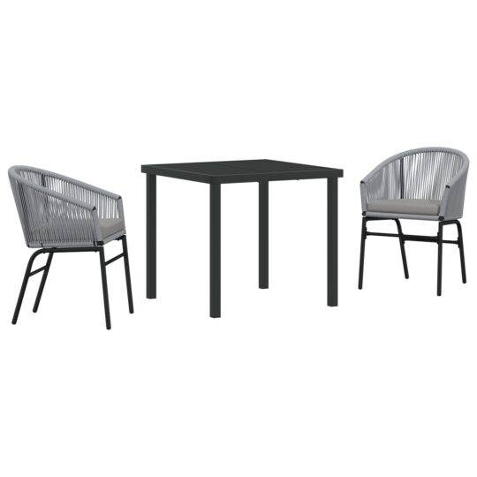 Alternative view of Set de masă pentru grădină 3 pcs Gri Rattan poli
