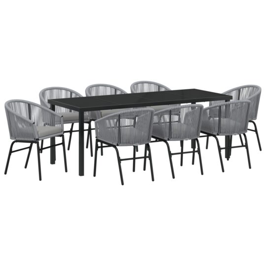 3379365 2 Set de mese de grădină 9 piese gri poli rășină 3379365 2