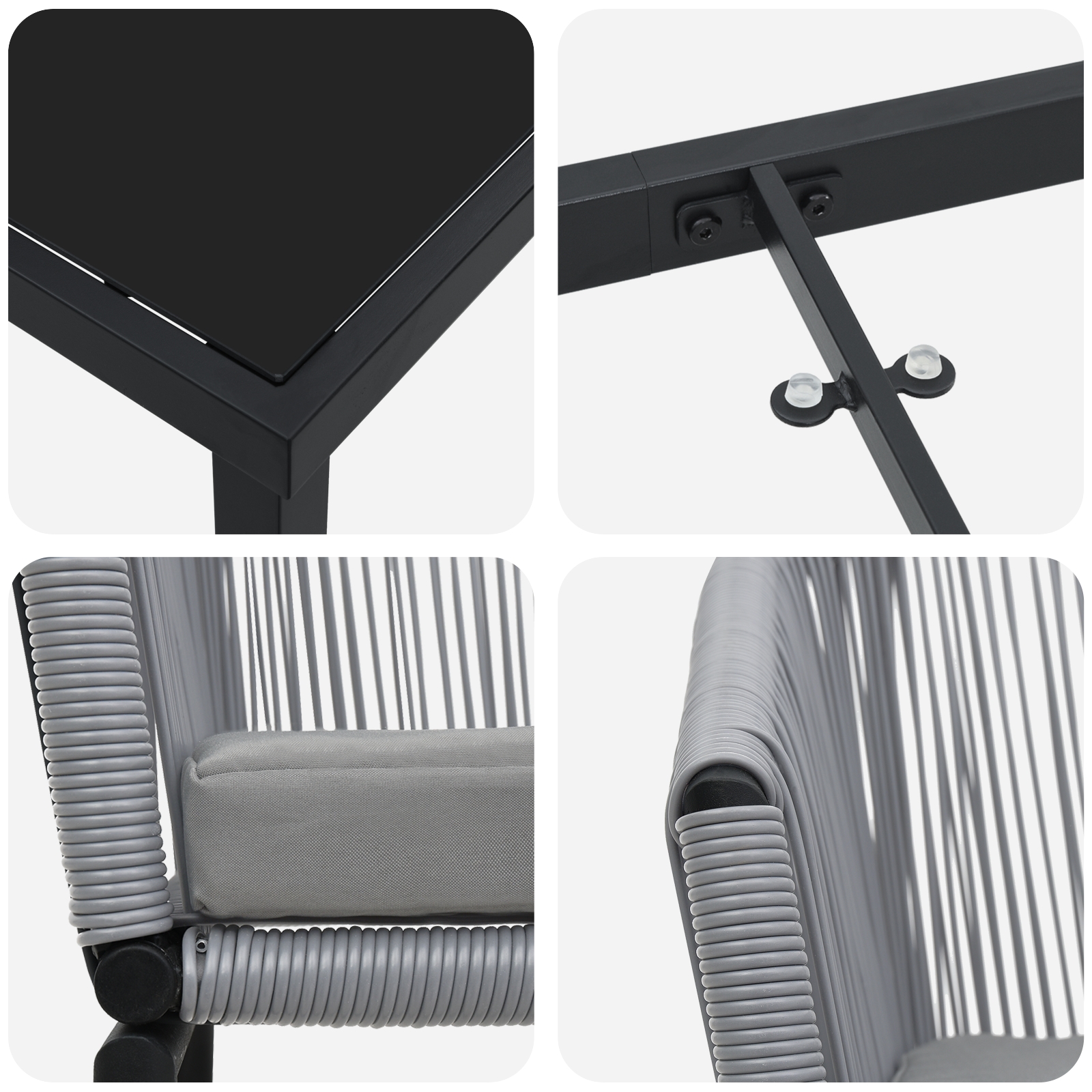 3379365 9 Set de mese de grădină 9 piese gri poli rășină Set de mese de grădină 9 piese gri poli rășină - imagine 9