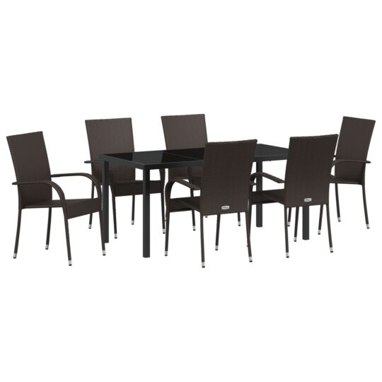 Alternative view of Set de masă pentru grădină 7 pcs Maro Rattan poli