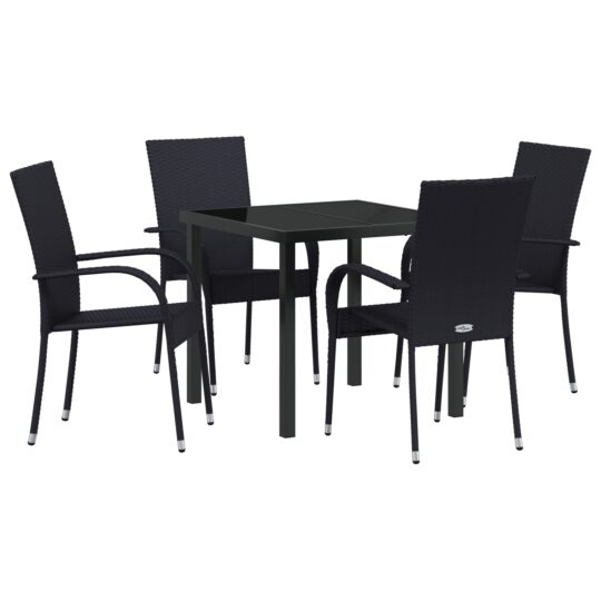 Alternative view of Set de masă pentru grădină 5 pcs Negru Rattan poli