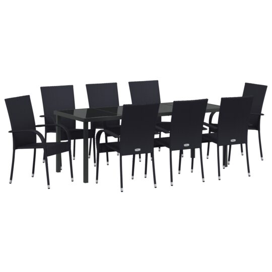 3379407 2 Set de dining pentru grădină 5 piese Negru Poliratan 3379407 2