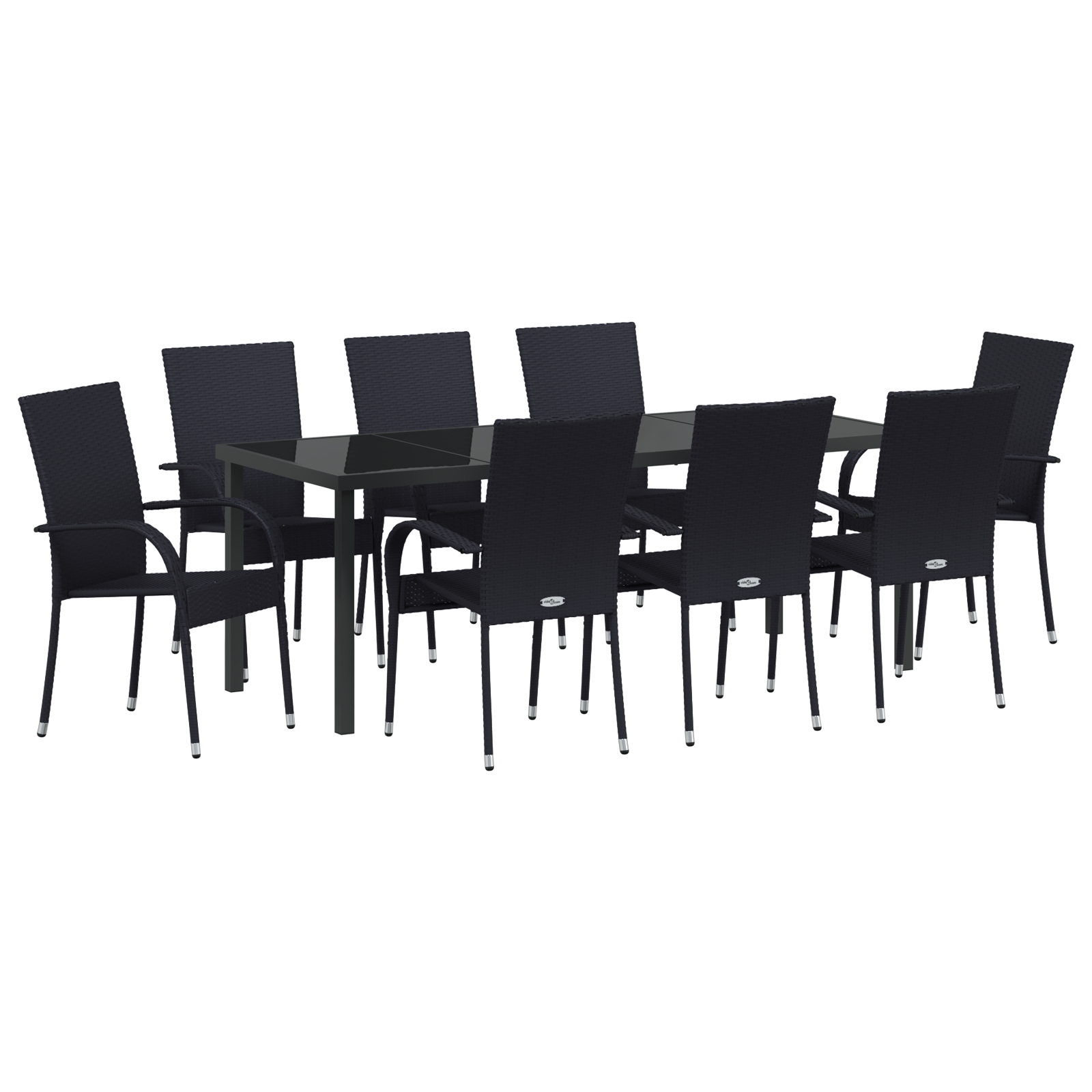 3379407 2 Set de dining pentru grădină 5 piese Negru Poliratan Set de dining pentru grădină 5 piese Negru Poliratan - imagine 2