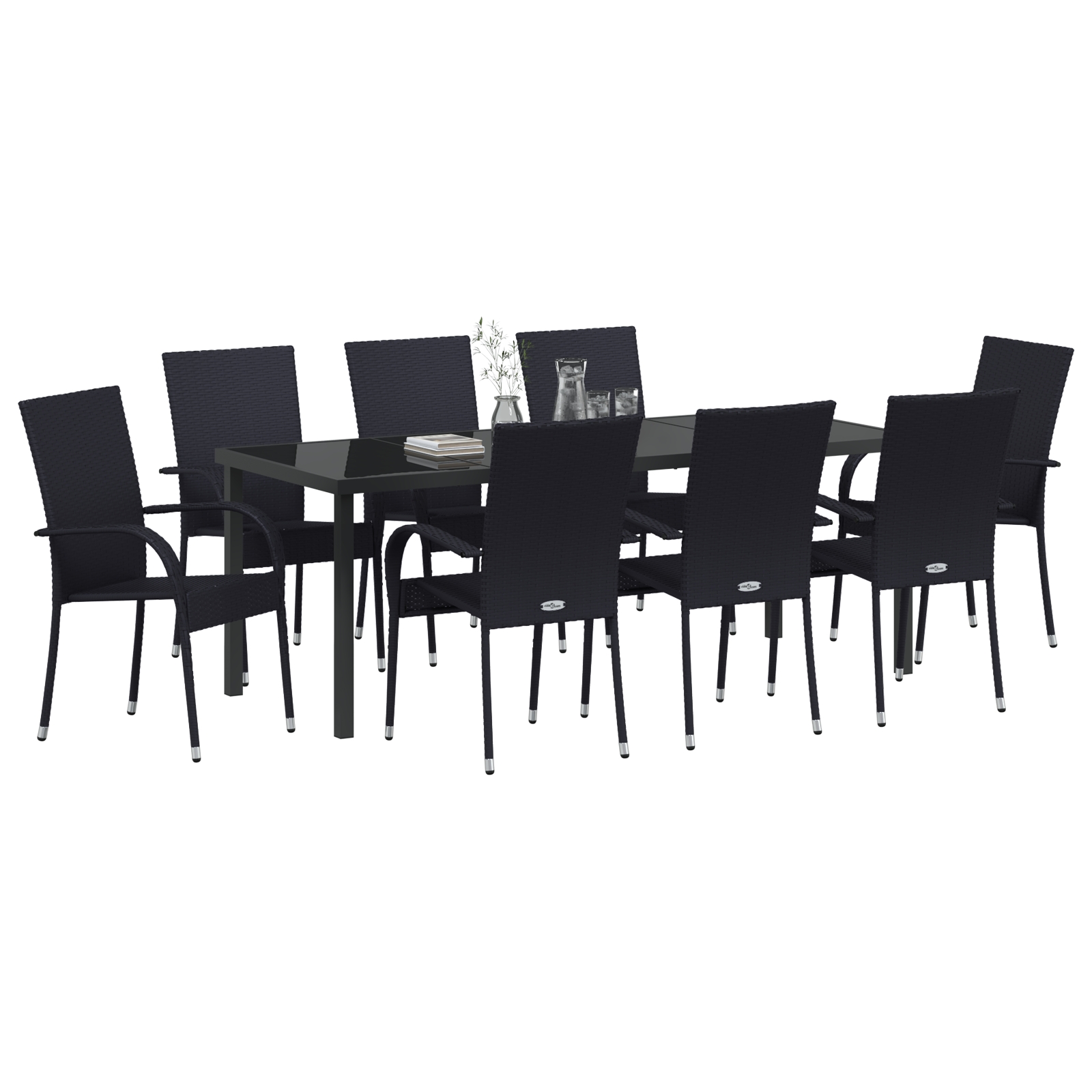 3379407 3 Set de dining pentru grădină 5 piese Negru Poliratan Set de dining pentru grădină 5 piese Negru Poliratan - imagine 3