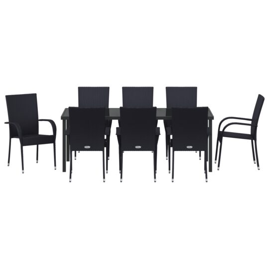 3379407 7 Set de dining pentru grădină 5 piese Negru Poliratan 3379407 7