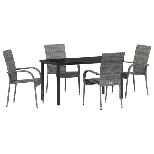 Alternative view of Set de masă pentru grădină 5 pcs Gri Rattan poli
