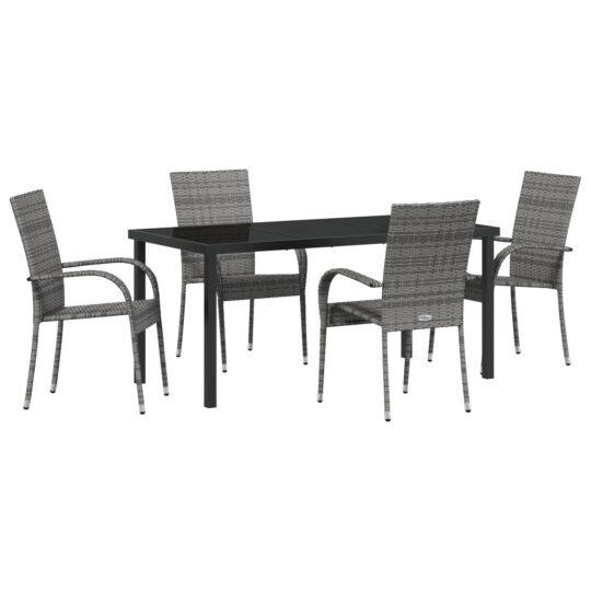 Alternative view of Set de masă pentru grădină 5 pcs Gri Rattan poli