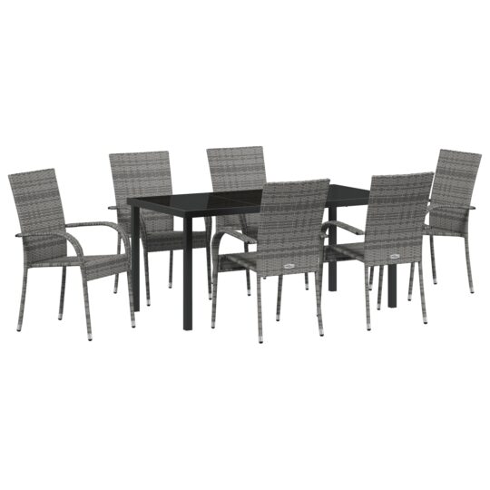Alternative view of Set de masă pentru grădină 7 pcs Gri Rattan poli