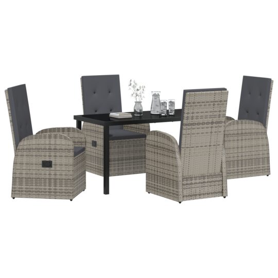 3379494 3 Set de dining grădină cu perne Gri Ratan 3379494 3