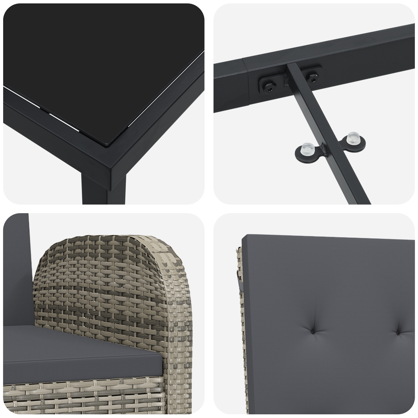 3379494 9 Set de dining grădină cu perne Gri Ratan Set de dining grădină cu perne Gri Ratan - imagine 9