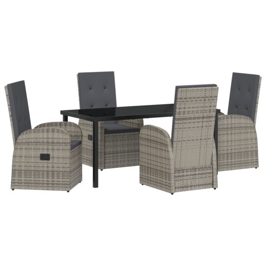 3379495 2 Set de Dining de Grădină 5 Piese cu Pernițe Gri Rattan Polimeric 3379495 2