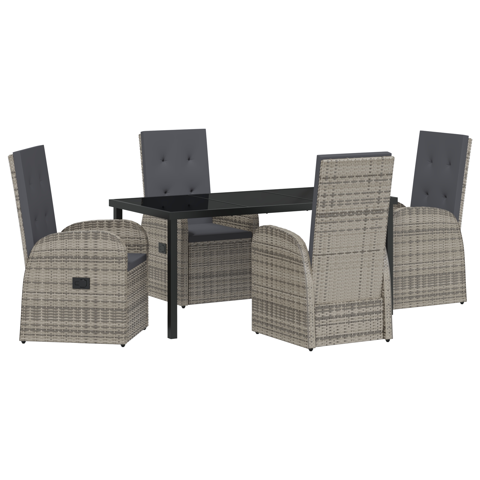 3379495 2 Set de Dining de Grădină 5 Piese cu Pernițe Gri Rattan Polimeric Set de Dining de Grădină 5 Piese cu Pernițe Gri Rattan Polimeric - imagine 2