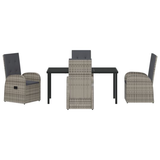 3379495 7 Set de Dining de Grădină 5 Piese cu Pernițe Gri Rattan Polimeric 3379495 7
