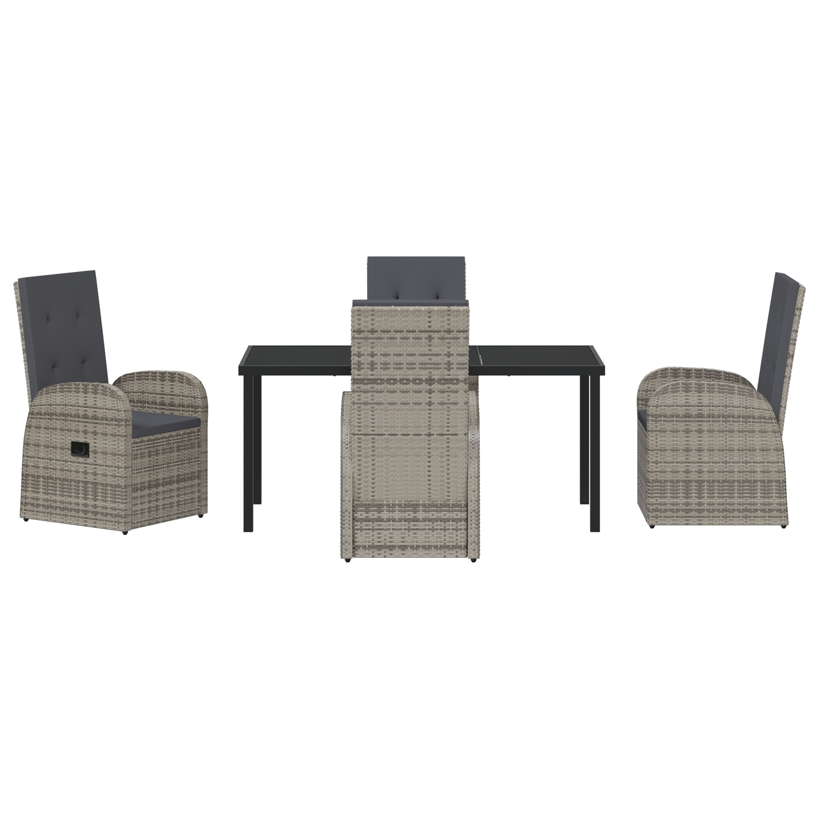 3379495 7 Set de Dining de Grădină 5 Piese cu Pernițe Gri Rattan Polimeric Set de Dining de Grădină 5 Piese cu Pernițe Gri Rattan Polimeric - imagine 7